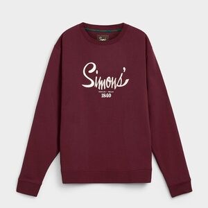 Simons 1840 burgundy embroidery fleece lined crewneck sweatshirt NWT